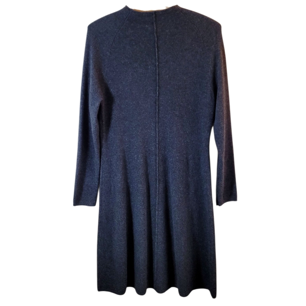 SUNDANCE Pure CASHMERE Mock Neck Heathered Charcoal Sweater Dress Small - Picture 4 of 7